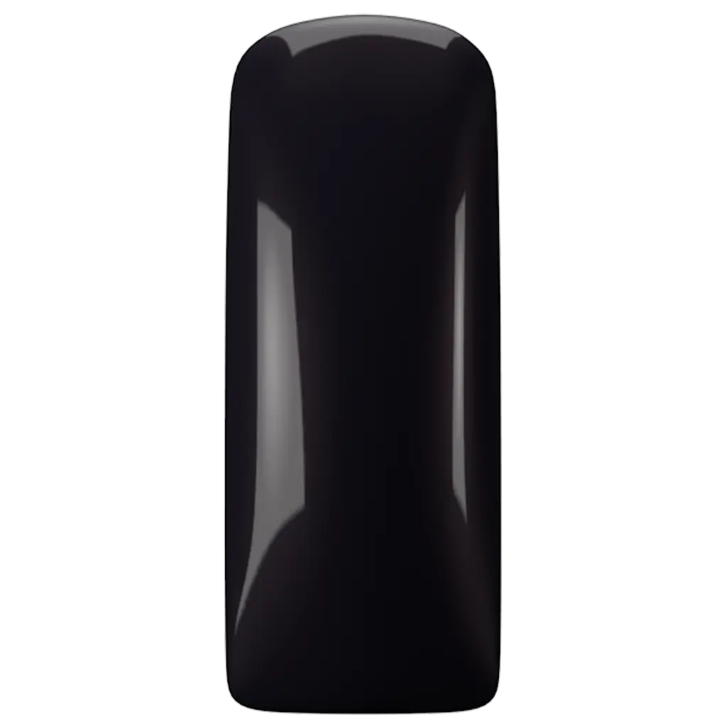 Gelpolish Blackest Black kleur op tip