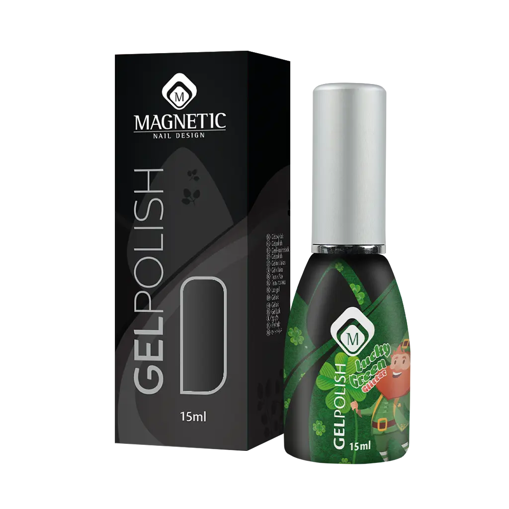 Gelpolish Lucky Green Glitter flesje met doosje
