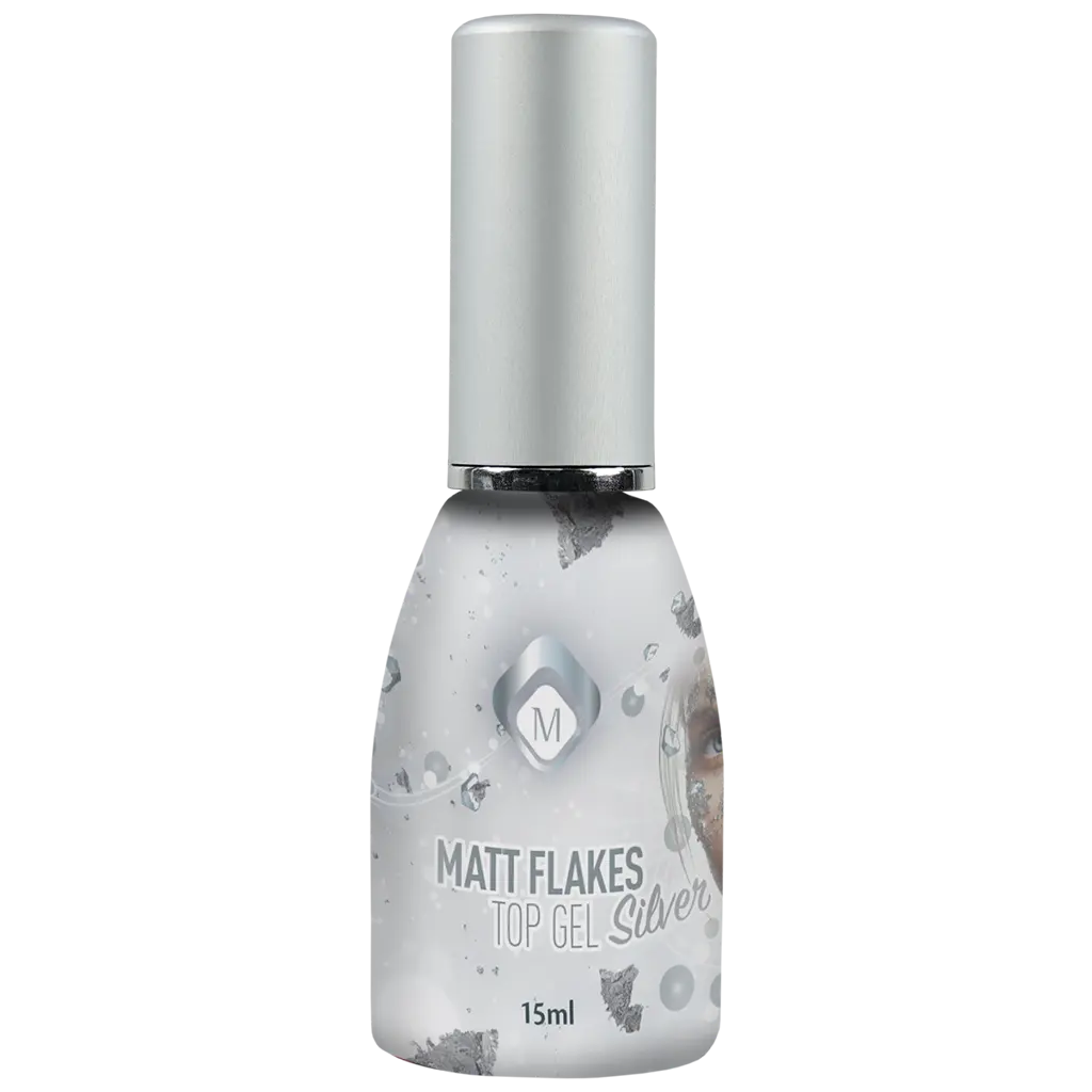 Matte Flakes Top Gel Silver flesje
